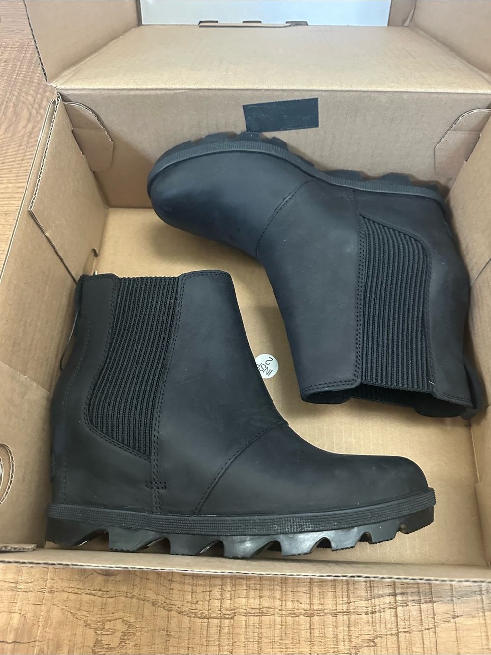 NEW Sorel Black Joan Rhapsody Chelsea Wedge Size 7 - Picture 5 of 8